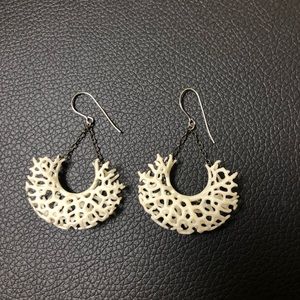 Spiny White Artisan Earrings